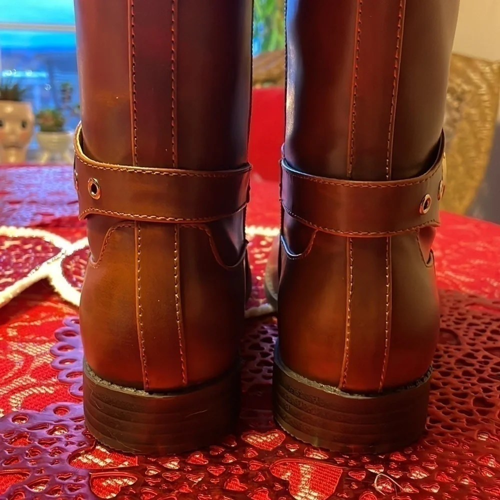 Brand New Michael Kors Girls Emma Heather Zippered Tall Riding Boots in Cognac